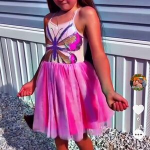 Pink Sequin Butterfly Dress girls size 8